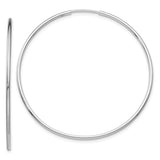14k White Gold 1.2x40mm Polished Endless Tube Hoop Earrings TF794
