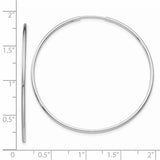 14k White Gold 1.2x40mm Polished Endless Tube Hoop Earrings TF794