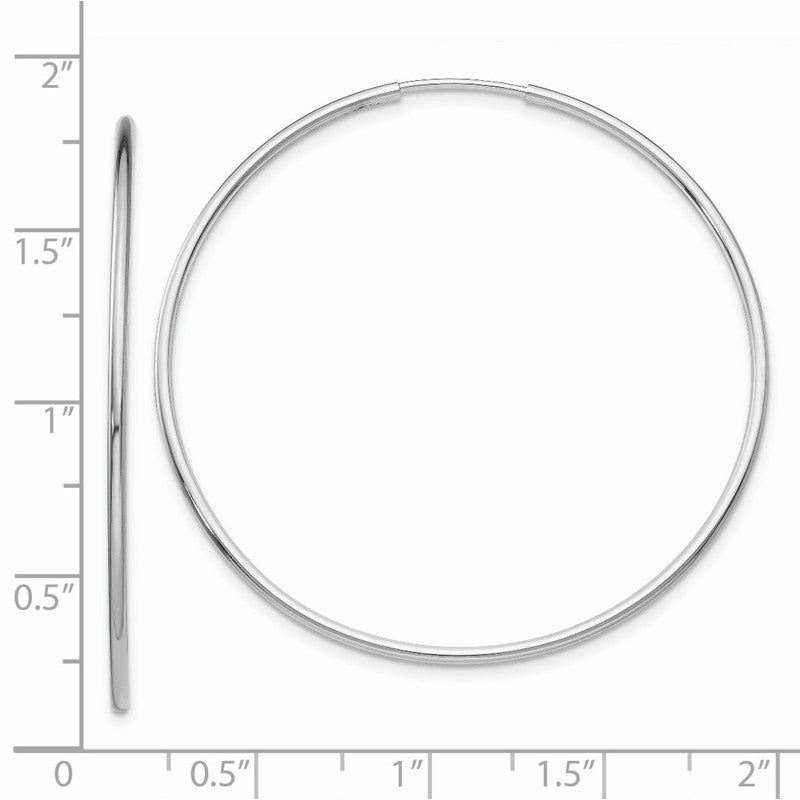14k White Gold 1.2x40mm Polished Endless Tube Hoop Earrings TF794
