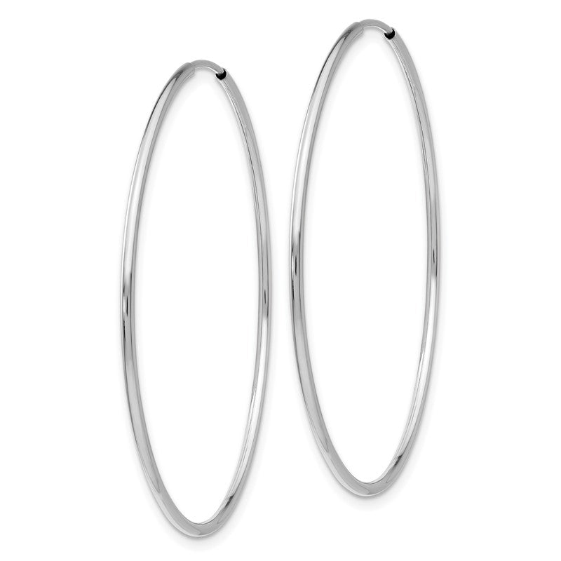 14k White Gold 1.2x40mm Polished Endless Tube Hoop Earrings TF794
