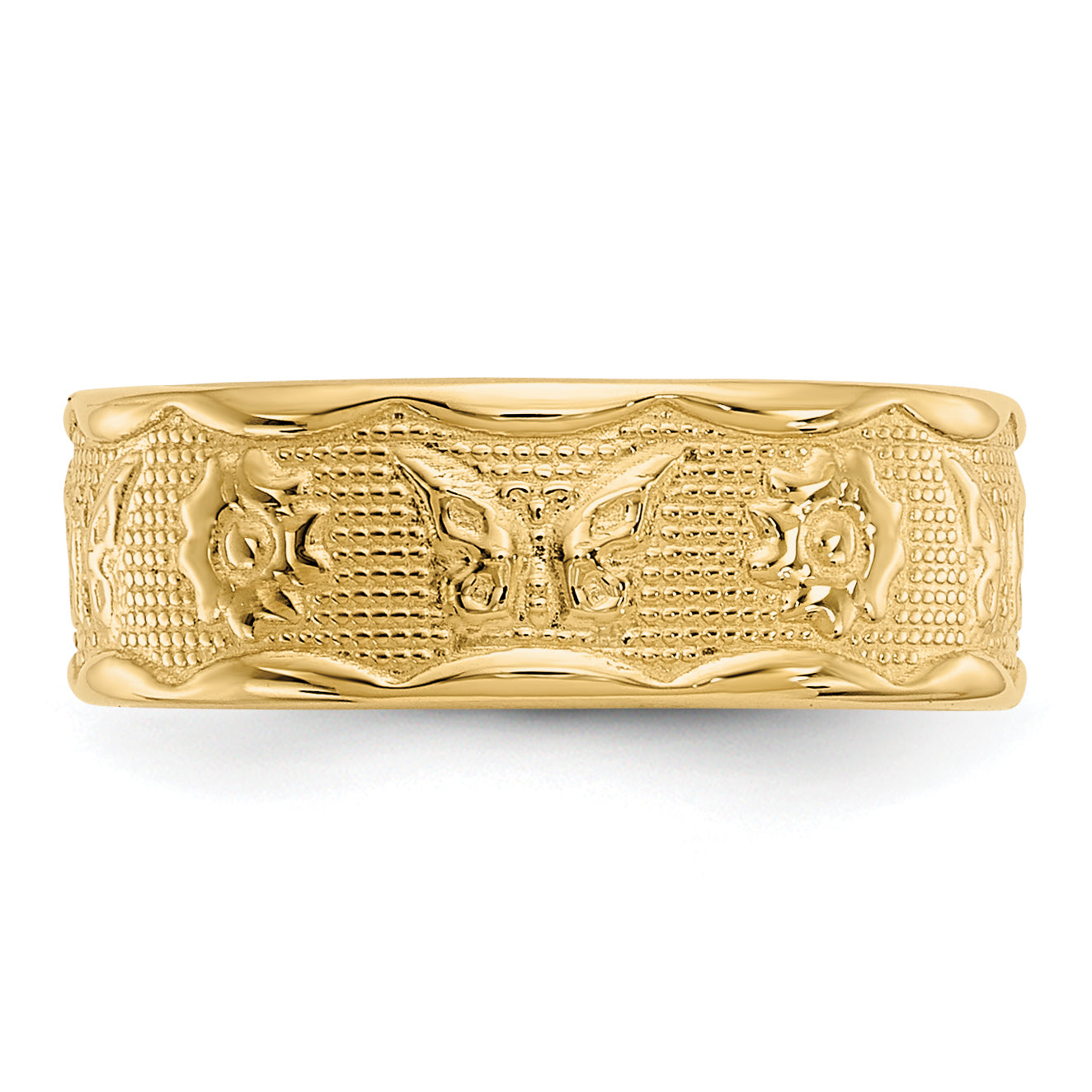 14k Flower  and Butterfly Toe Ring R564