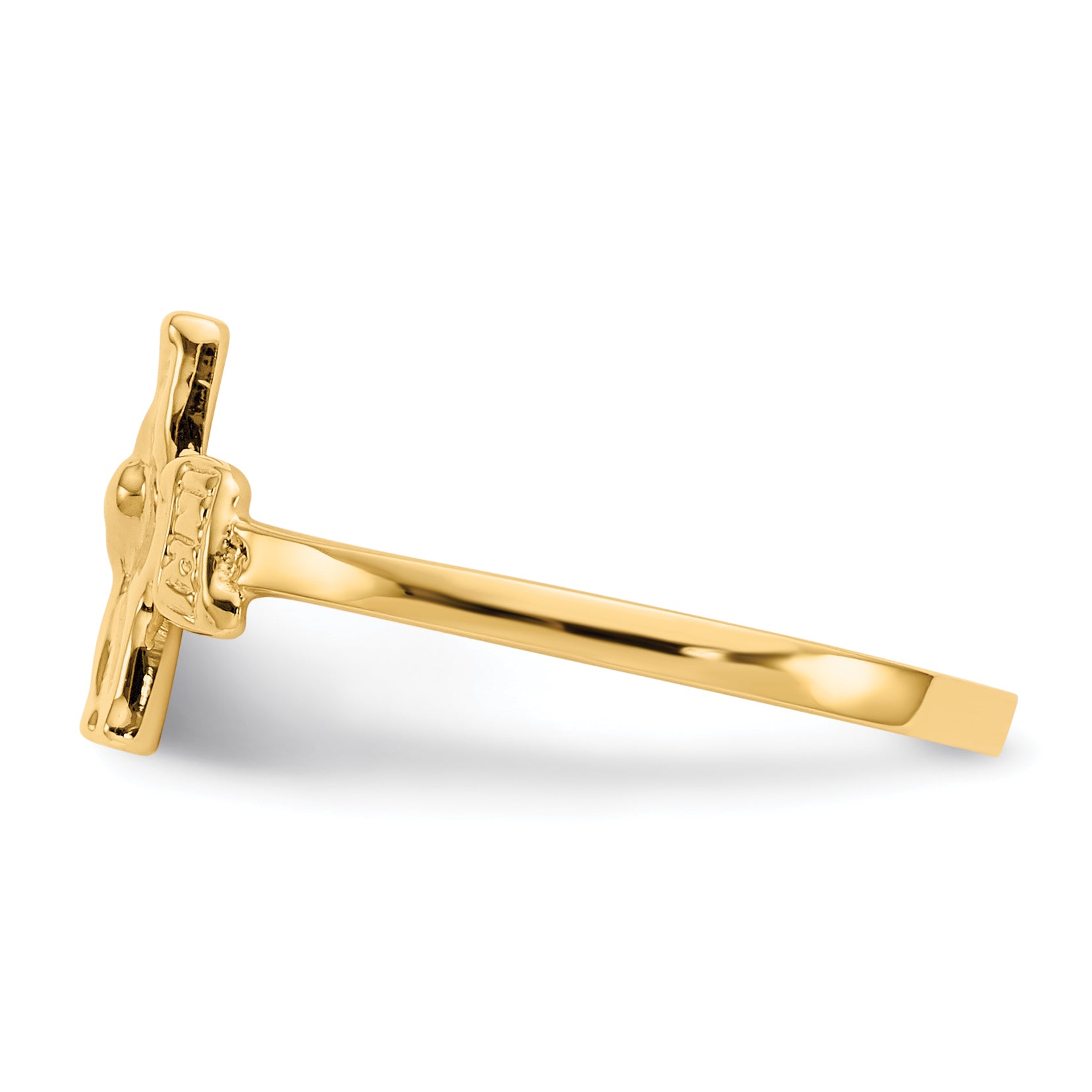 14k Polished Crucifix Size 4.25 Baby / Childs Ring R190