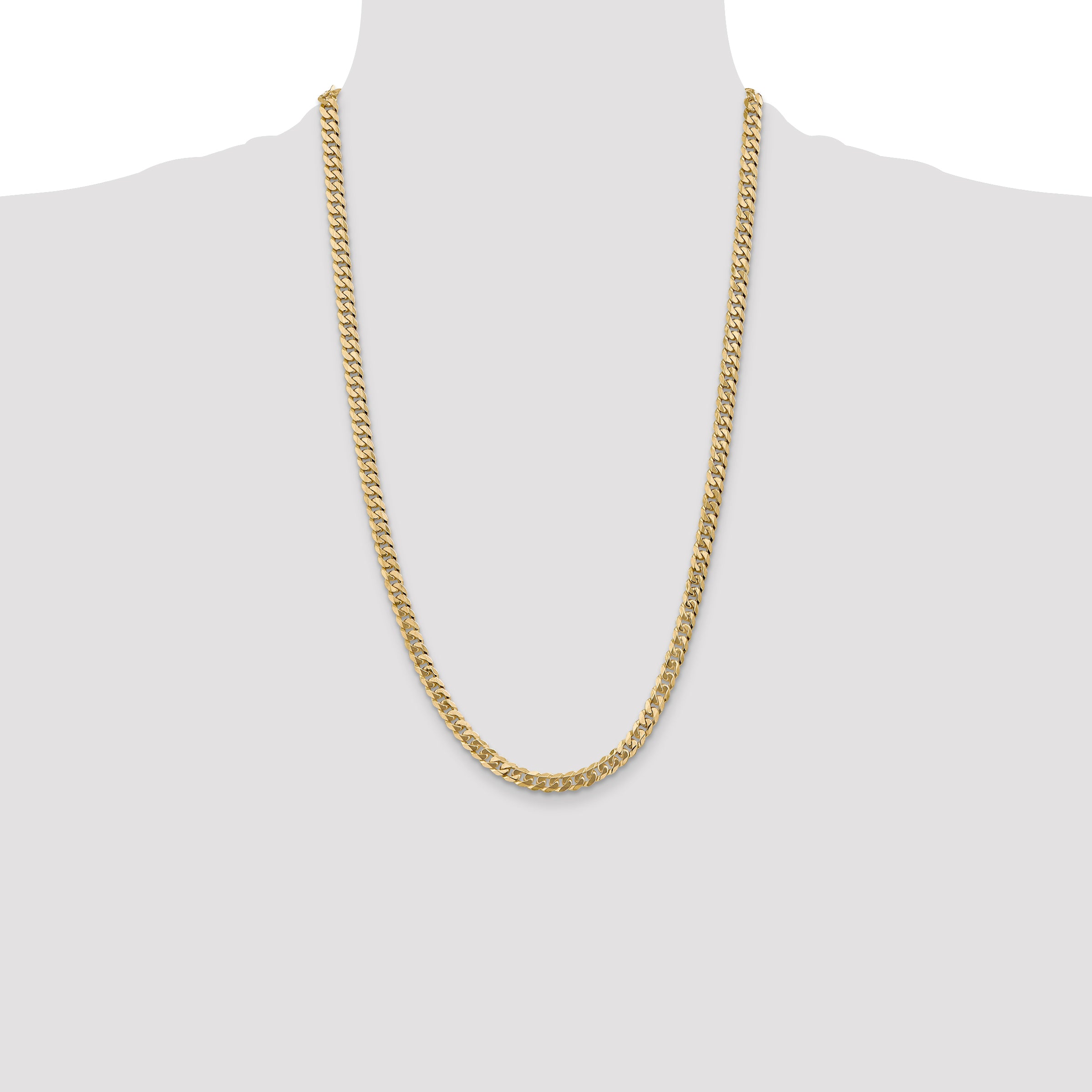 14K 26 inch 5.75mm Flat Beveled Curb with Lobster Clasp Chain FBU140