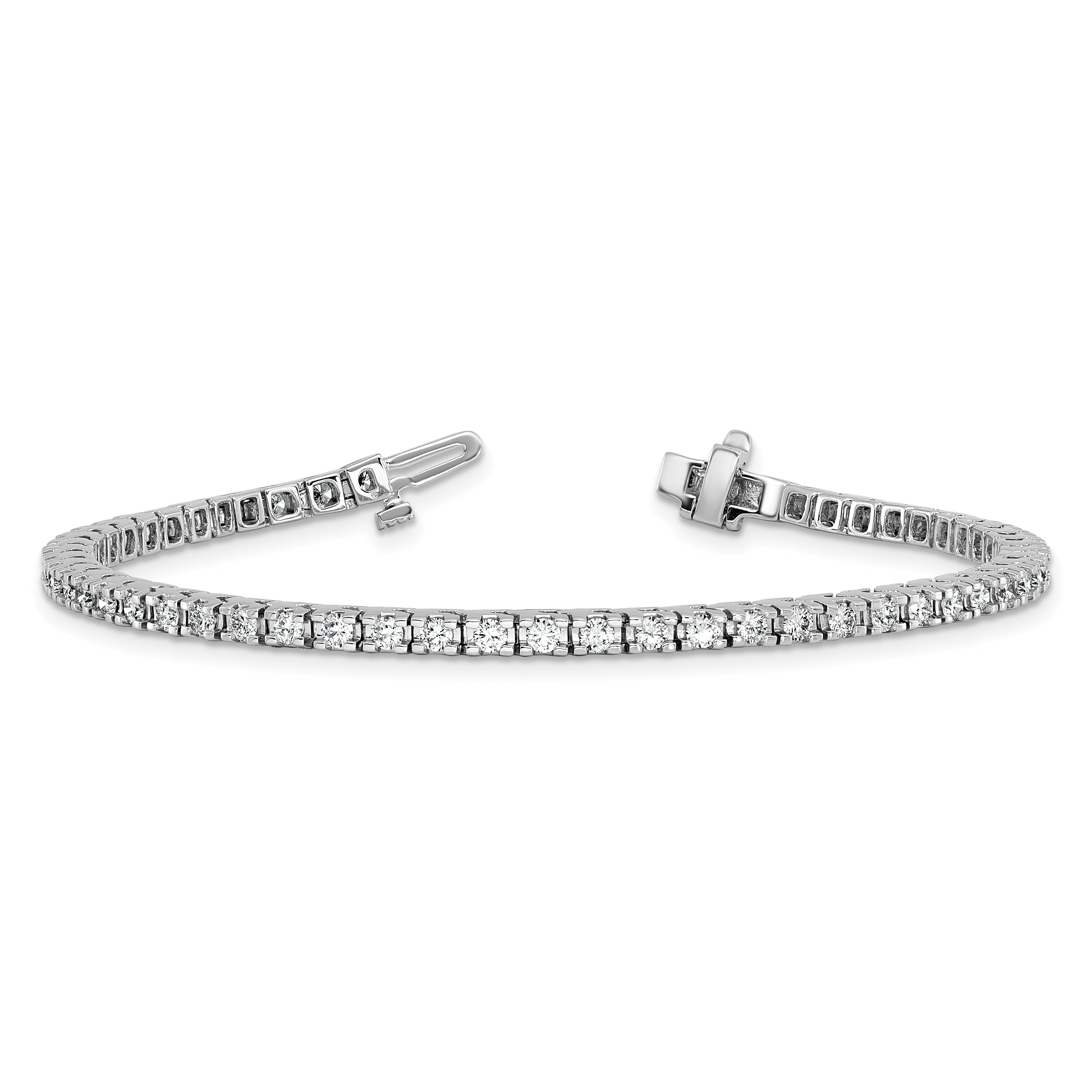 14k White Gold Complete 2.18 carat Round AAA Diamond 4-prong 7 inch Tennis Bracelet X731WAAA