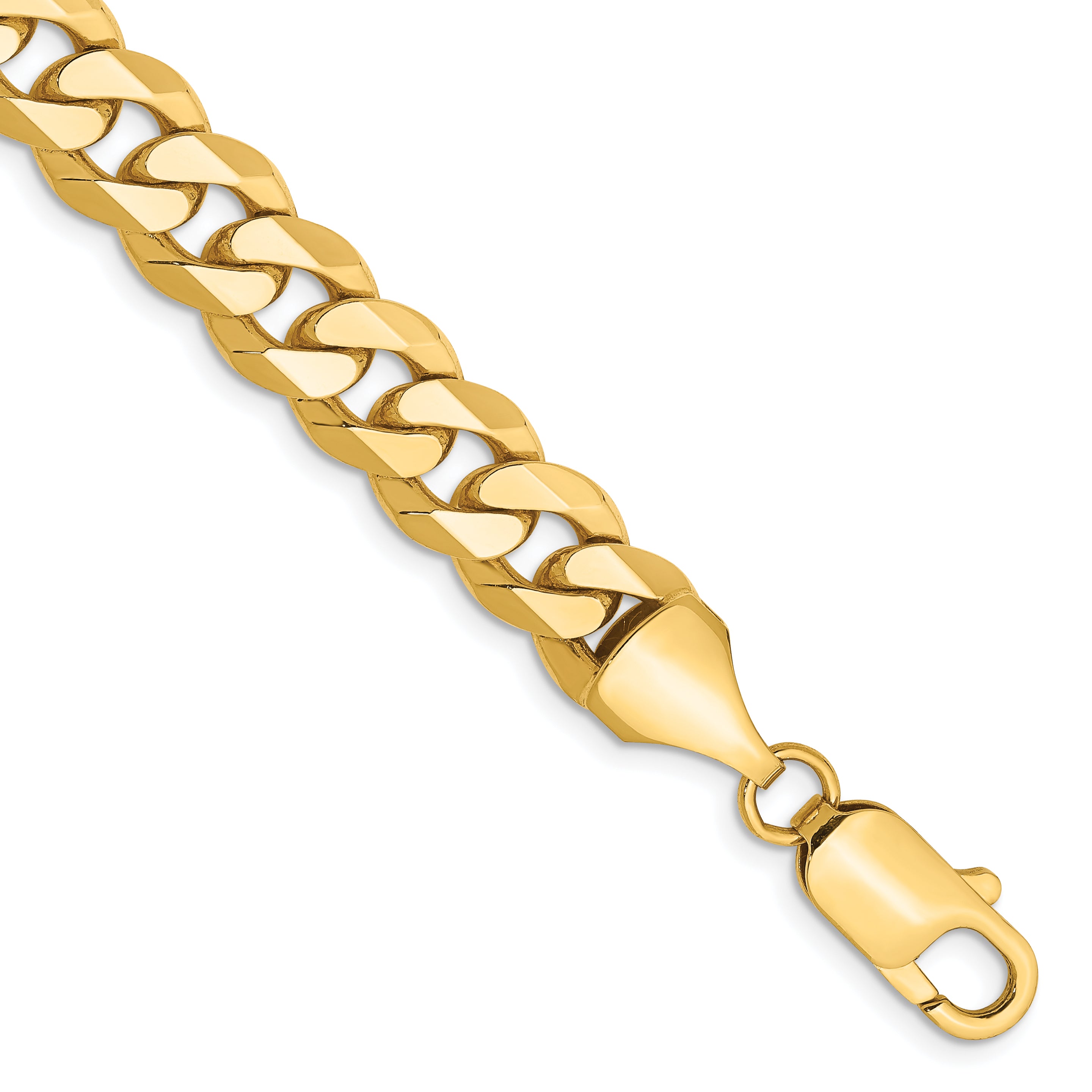 14K 26 inch 8.5mm Flat Beveled Curb with Lobster Clasp Chain FBU220