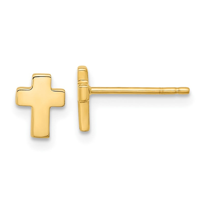 14k Polished Small Cross Post Earrings TE664