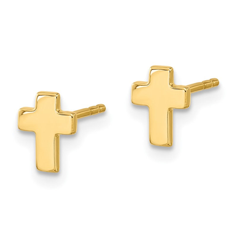 14k Polished Small Cross Post Earrings TE664