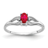 14k White Gold 5x3mm Oval Ruby and A Diamond Ring Y2080R/A