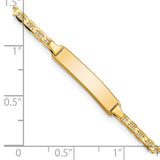 14k Polished Solid Chain/Solid Plate Flat Anchor Link 20x4mm Plate 5.5 inch Baby/Child ID Bracelet BID104