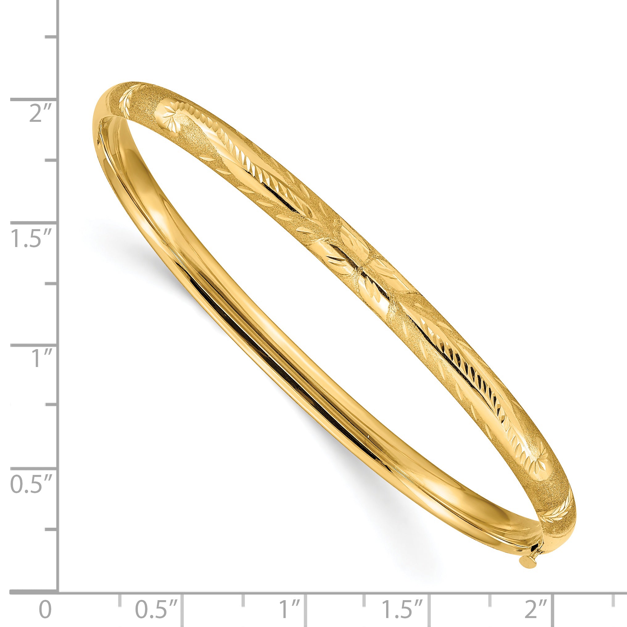 14k 3/16 Oversize Florentine Engraved 5.00mm Hinged Round Bangle Bracelet FE3/16O