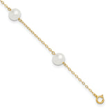 14k 7-8mm White Near-Round Freshwater Cultured Pearl 5-Station 9 inch Anklet ANK144