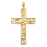 14k Two-tone Diamond-cut Filigree Crucifix Pendant C2015