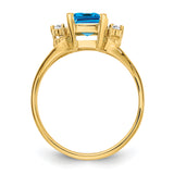 14k 8x6mm Emerald Cut Blue Topaz A Diamond ring Y4749BT/A