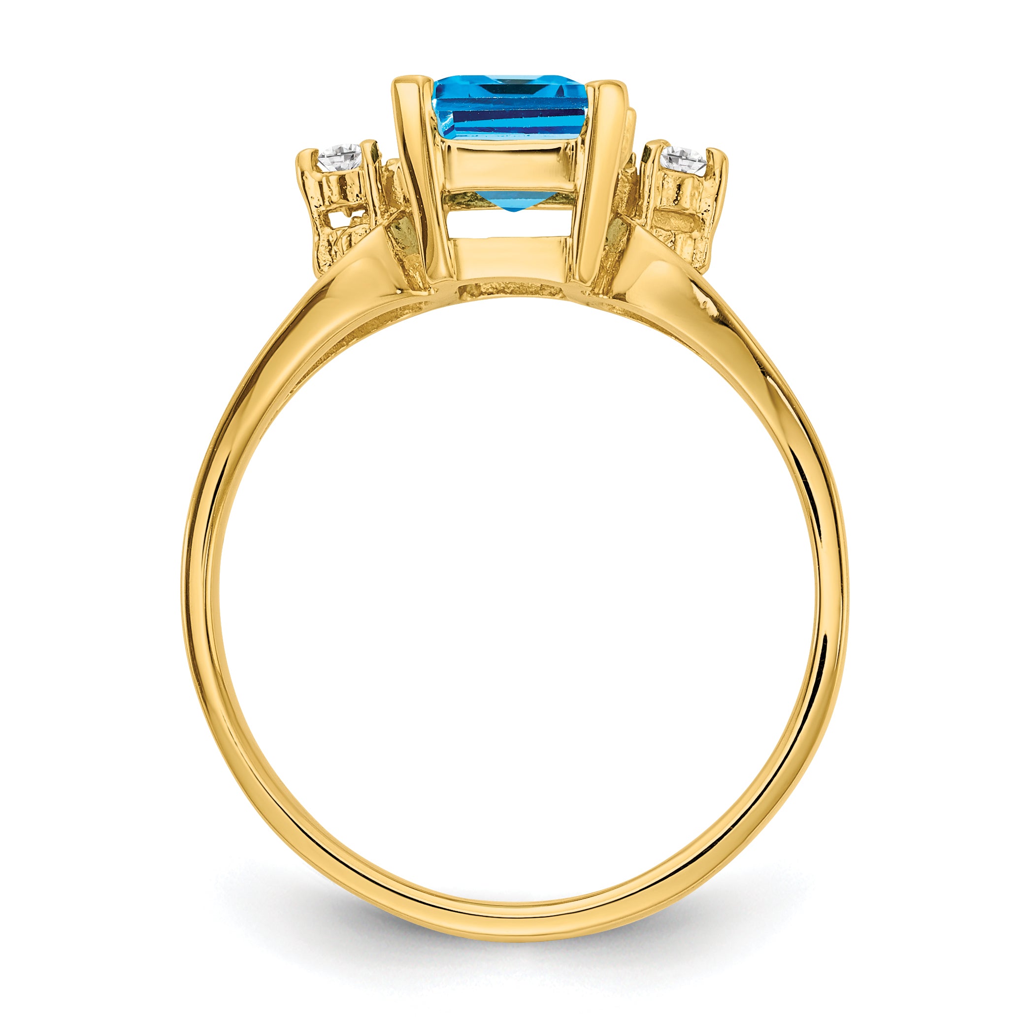 14k 8x6mm Emerald Cut Blue Topaz A Diamond ring Y4749BT/A