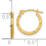 14k Polished Diamond Cut 1.5mm Square Tube Hoops YE1773