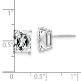 14k White Gold 9x7mm Emerald-Cut Cubic Zirconia Post Earrings XE68WCZ