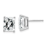 14k White Gold 9x7mm Emerald-Cut Cubic Zirconia Post Earrings XE68WCZ