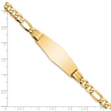 14k Polished Solid Chain/Solid Plate Flat Figaro Link Soft Diamond Shape 37x13.5mm Plate 7 inch ID Bracelet LID81C