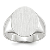 14k White Gold 15.0x18.5mm Closed Back Mens Signet Ring RS551