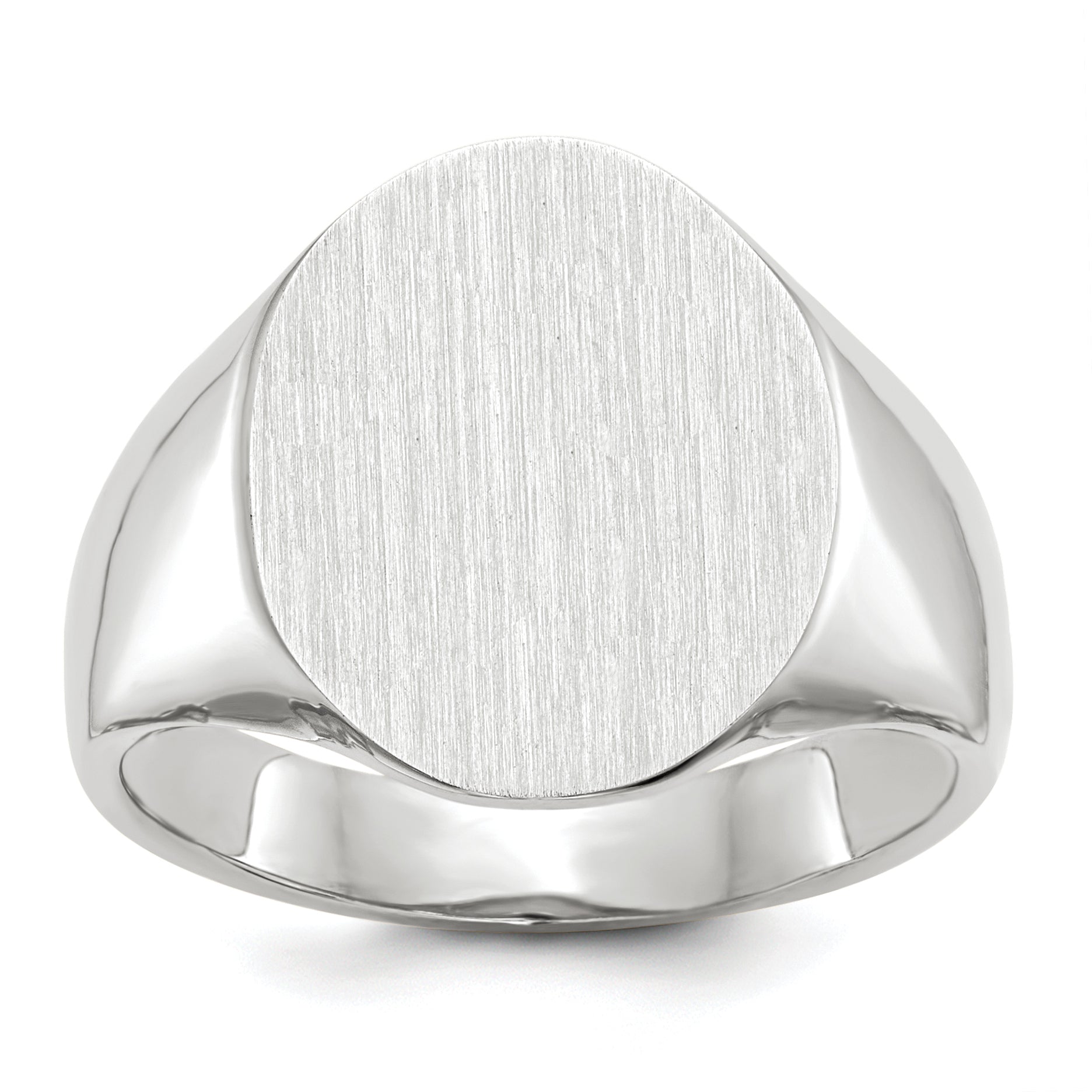 14k White Gold 15.0x18.5mm Closed Back Mens Signet Ring RS551