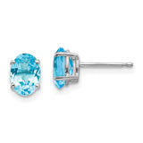 14k White Gold 7x5mm Oval Blue Topaz Post Earrings XE87WBT