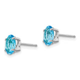 14k White Gold 7x5mm Oval Blue Topaz Post Earrings XE87WBT