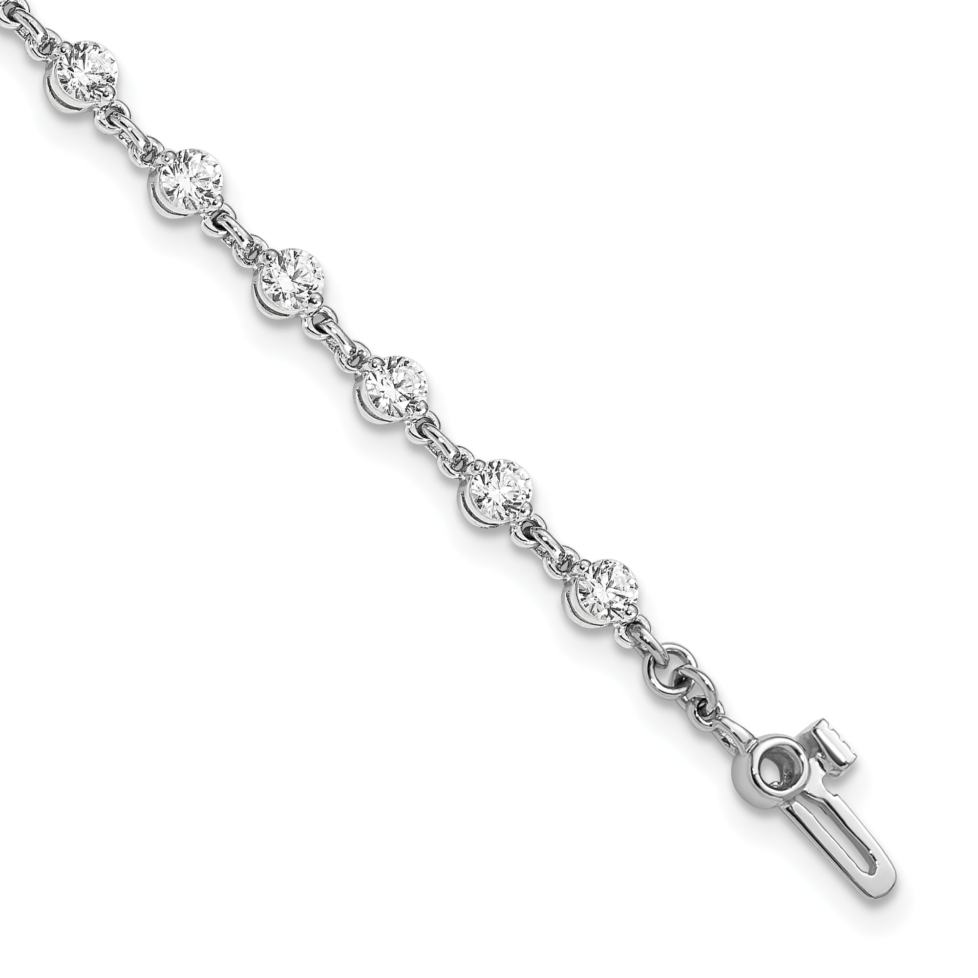 14k White Gold Complete 2.25 carat Round A Diamond 2-prong 7 inch Tennis Bracelet X10018WA