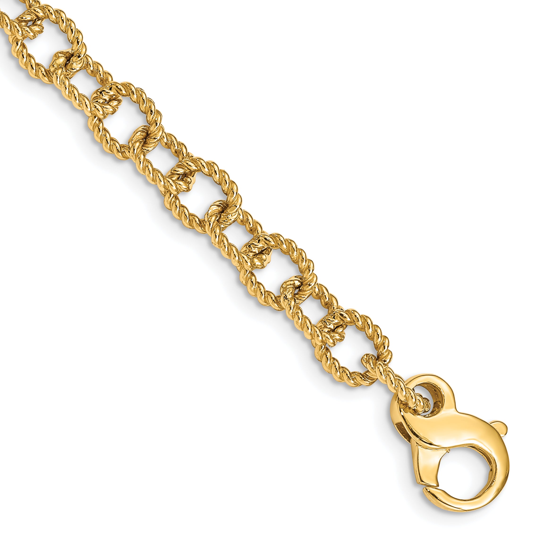 14K 18 inch 6.5mm Hand Polished Fancy Rope Link with Fancy Lobster Clasp Chain LK706