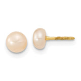 14k 3-5mm Semi-Round Pink Freshwater Cultured Pearl 12 inch Necklace / 5 inch Bracelet / Post Earrings 3-piece Set XF400SET