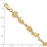 14K Polished Sea Life 7 inch Bracelet FB1281