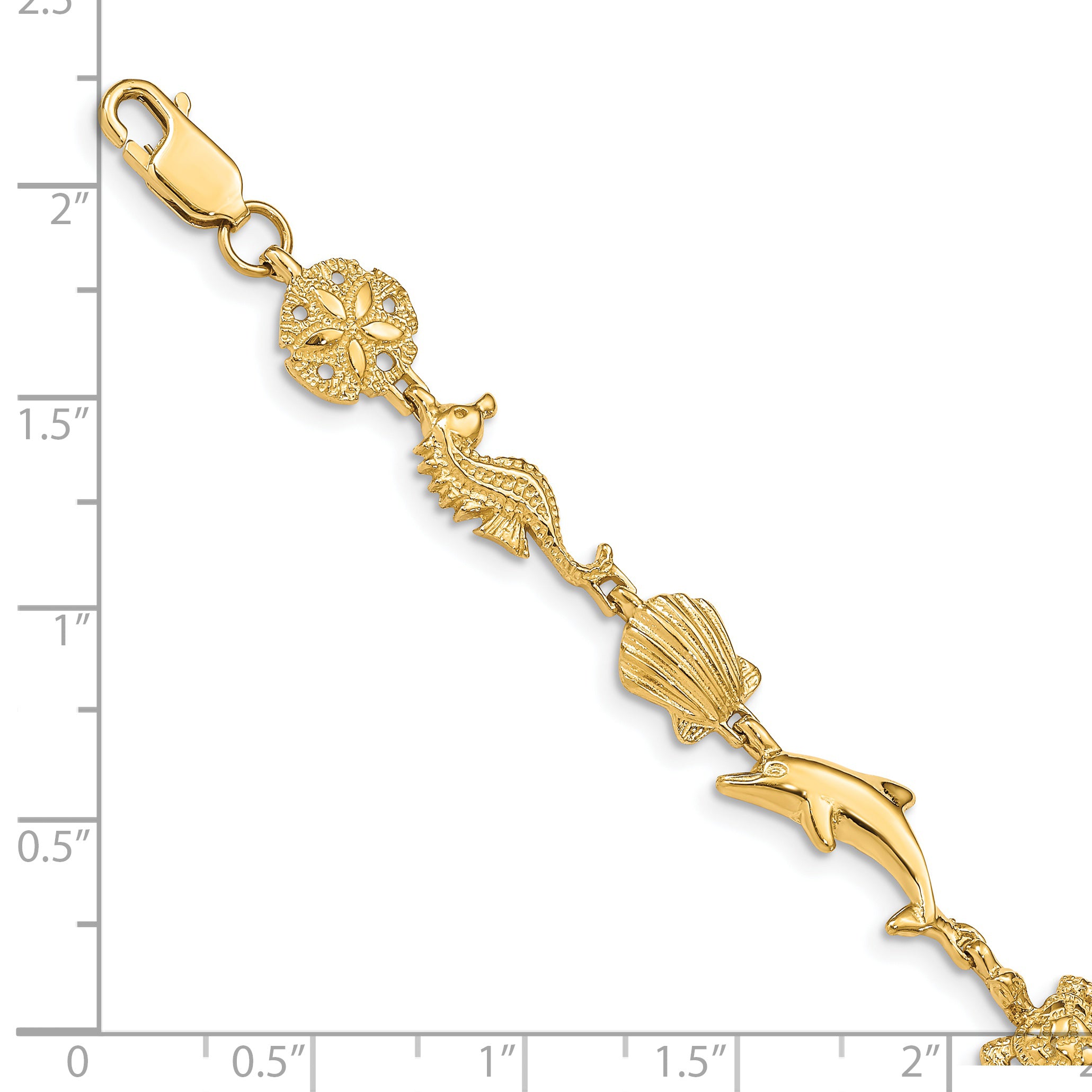 14K Polished Sea Life 7 inch Bracelet FB1281