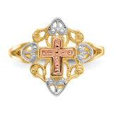 14K Two-tone with White Rhodium Cross Ring K3944