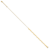14K Hearts and Oval Links 9 inch Plus 1 inch Extender - Total 10 inch Anklet ANK245