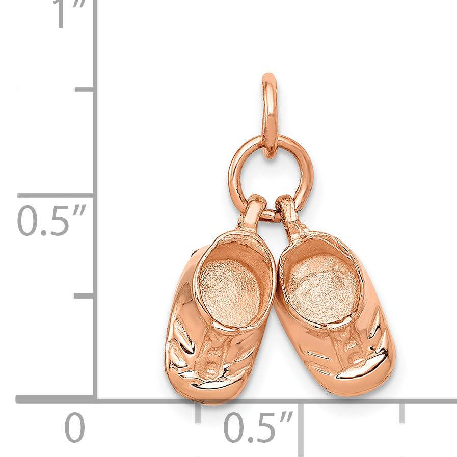 14k Rose Gold 3-D Moveable Baby Shoes Charm D1729