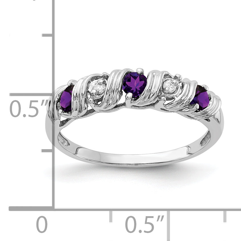 14k White Gold 2.75mm Round Amethyst and A Diamond Twist Ring Y4719AM/A