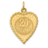 14K 20th ANNIVERSARY 19mm Engravable Rope-Edge Heart Charm XAC582