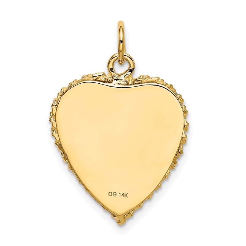 14K 20th ANNIVERSARY 19mm Engravable Rope-Edge Heart Charm XAC582