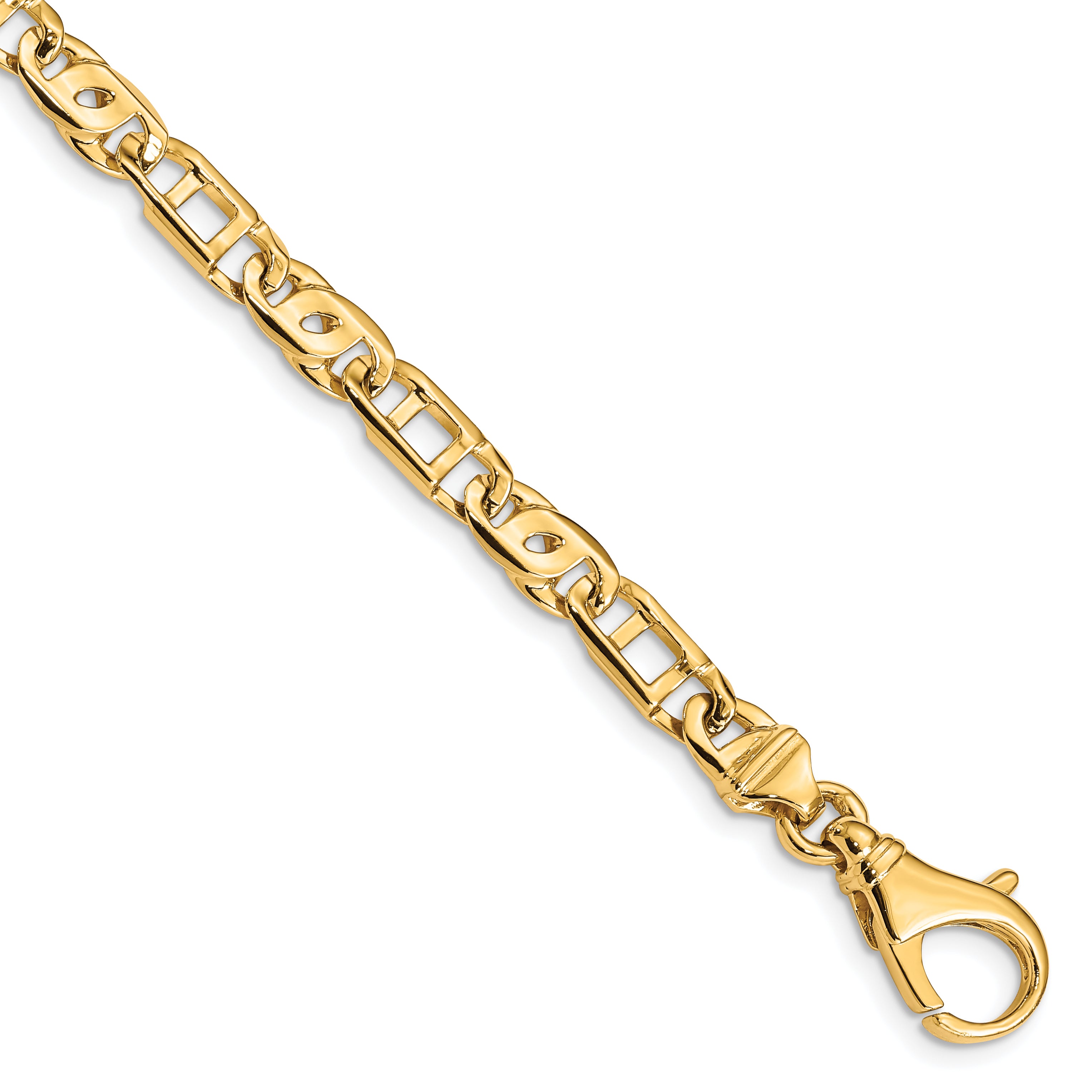 14K 18 inch 5.5mm Hand Polished Fancy Link with Fancy Lobster Clasp Chain LK397