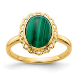 14k 10x8mm Malachite Cabochon Ring Y4494MB