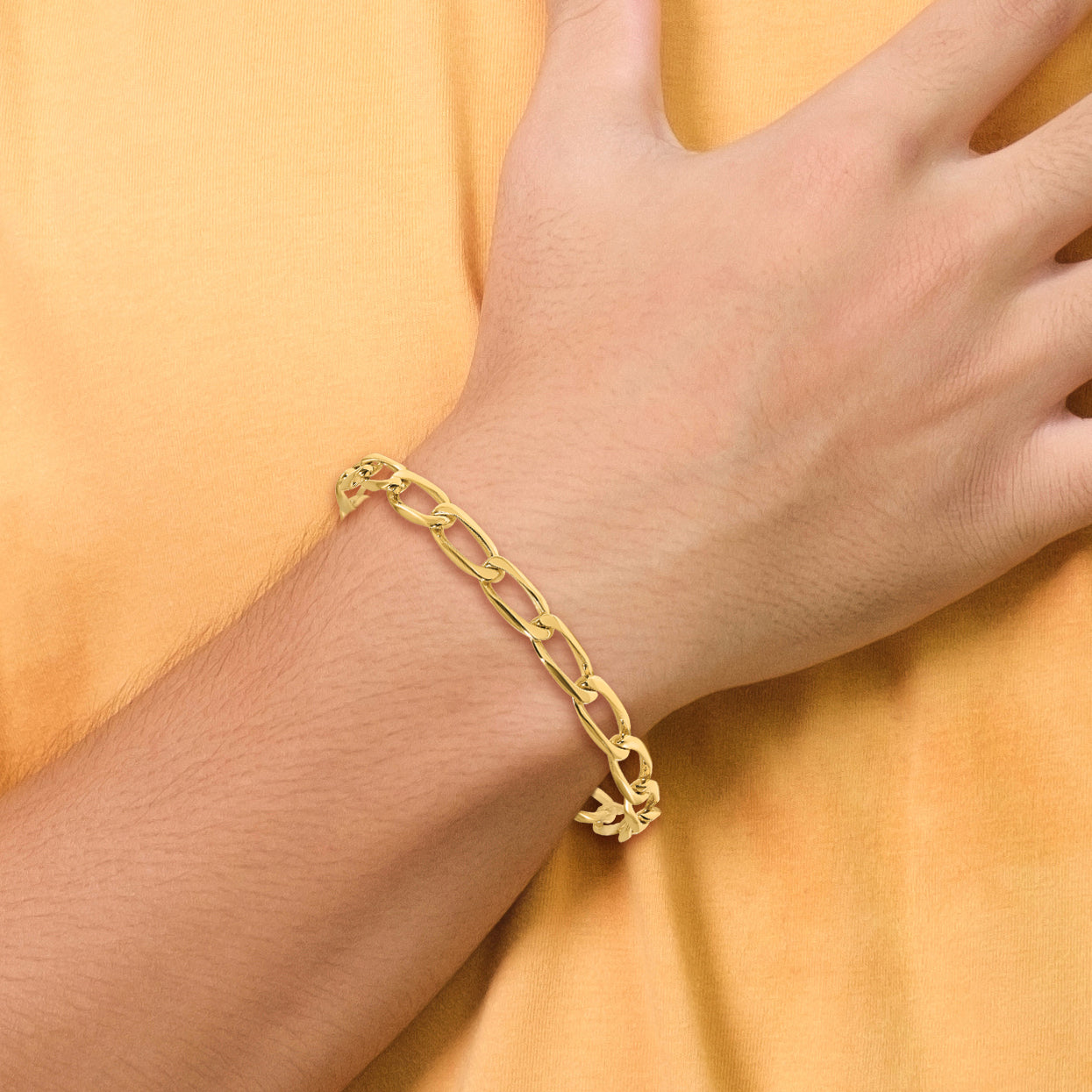 14K 18 inch 5.9mm Hand Polished Fancy Open Link with Fancy Lobster Clasp Chain LK113
