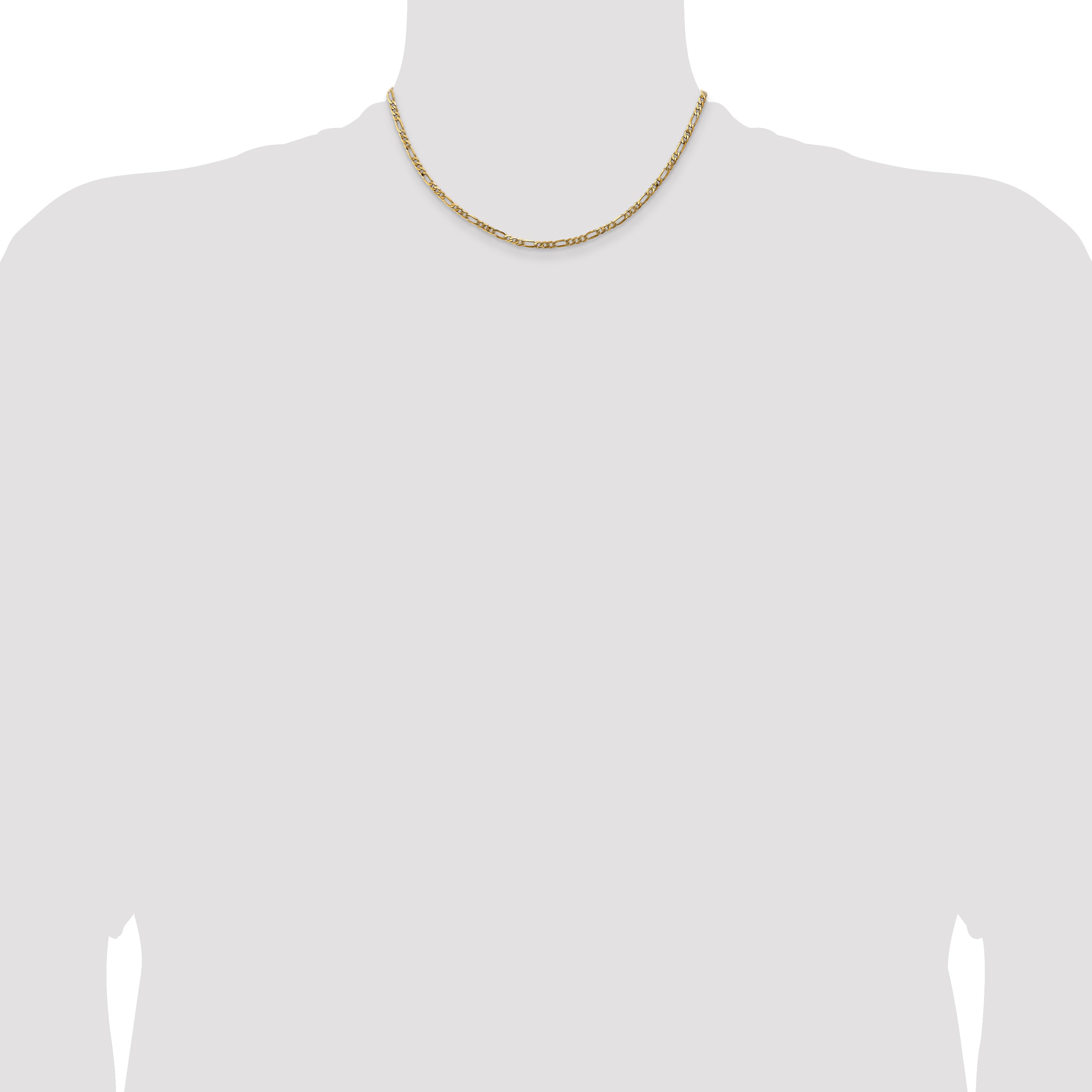 14K 26 inch 3mm Flat Figaro with Lobster Clasp Chain FFL080