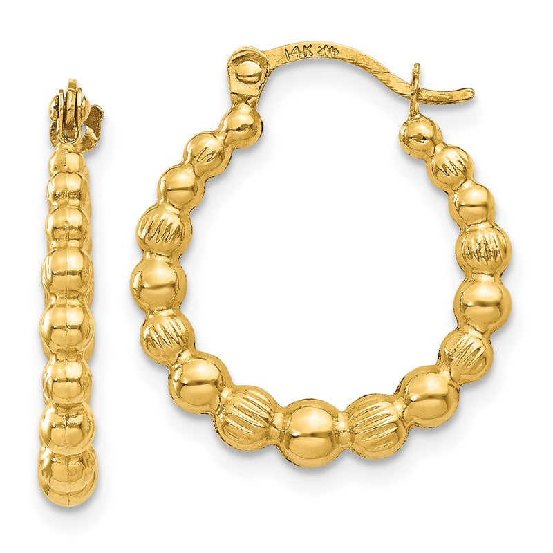 14K Beaded Hoop Earrings TL757