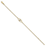 14k Complete A Diamond Evil Eye 2-Strand 7 inch Bracelet with 1 inch Extender XB320A