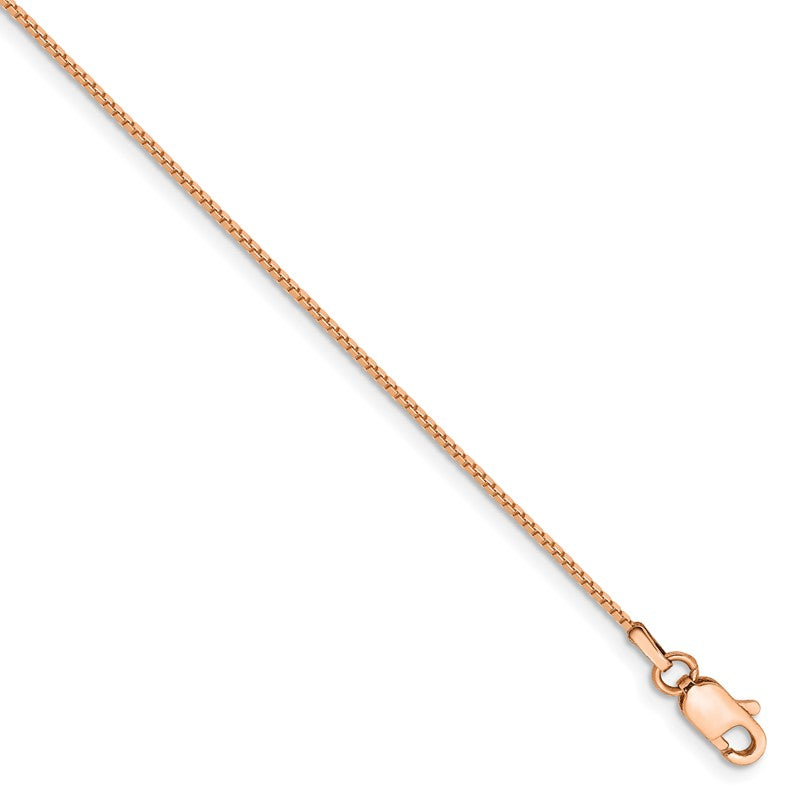 14K Rose Gold 10 inch .9mm Box Link with Lobster Clasp Chain Anklet RSC2