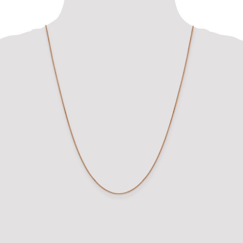 14K Rose Gold 10 inch .9mm Box Link with Lobster Clasp Chain Anklet RSC2