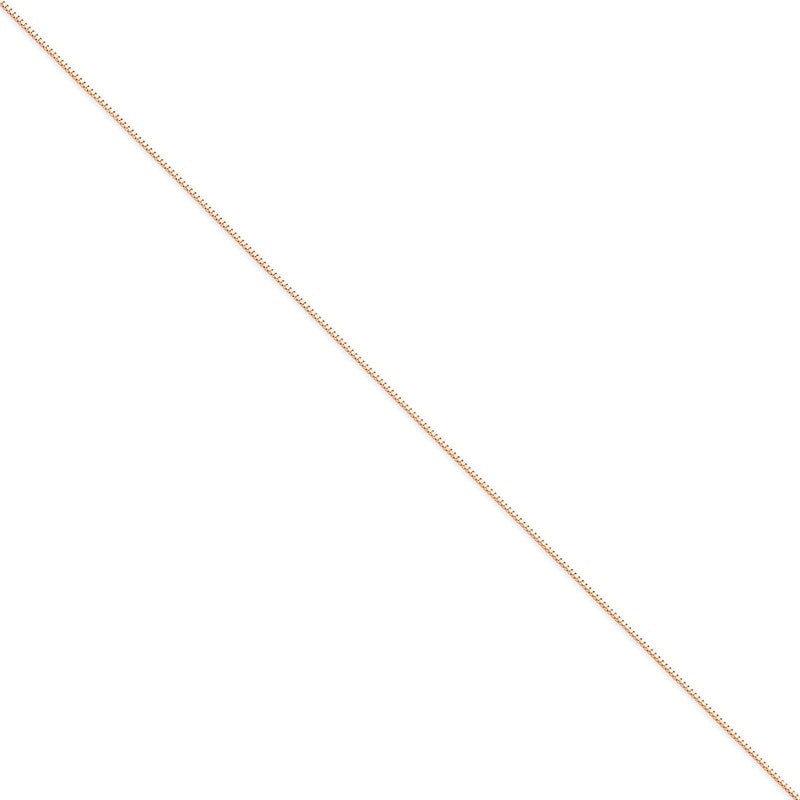 14K Rose Gold 10 inch .9mm Box Link with Lobster Clasp Chain Anklet RSC2