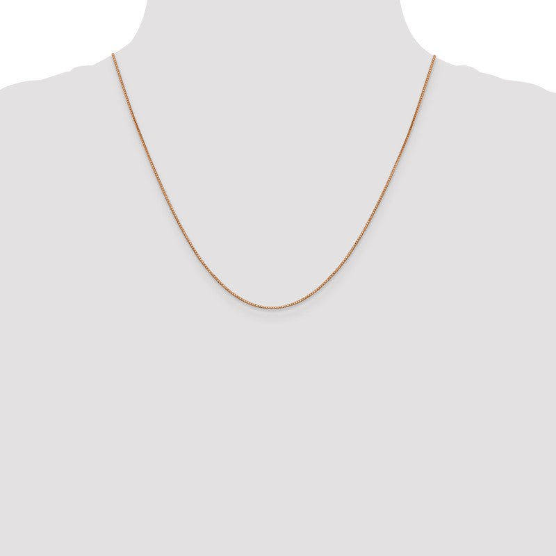 14K Rose Gold 10 inch .9mm Box Link with Lobster Clasp Chain Anklet RSC2