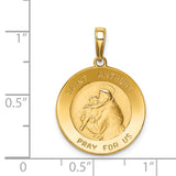 14k Polished and Satin Solid Saint Anthony Small Round Medal Pendant K5826