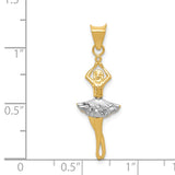 14K and White Rhodium Polished Dancer with Moveable Skirt and Legs Pendant K5819