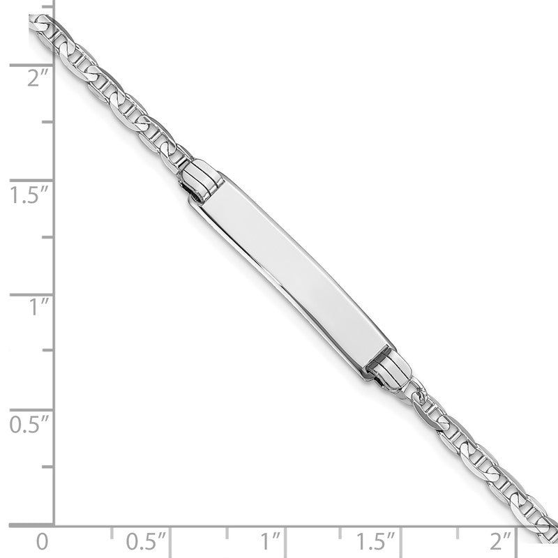 14k White Gold Polished Solid Chain/Solid Plate Anchor Link 25.5x4.5mm Plate 7 inch ID Bracelet LID66W